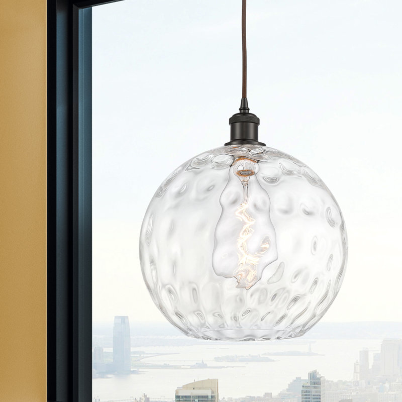 Luminaire suspendu sphère 1 lumière Roxane, DEL, H 15 po x l 12 po x P 12 po, Bronze huilé