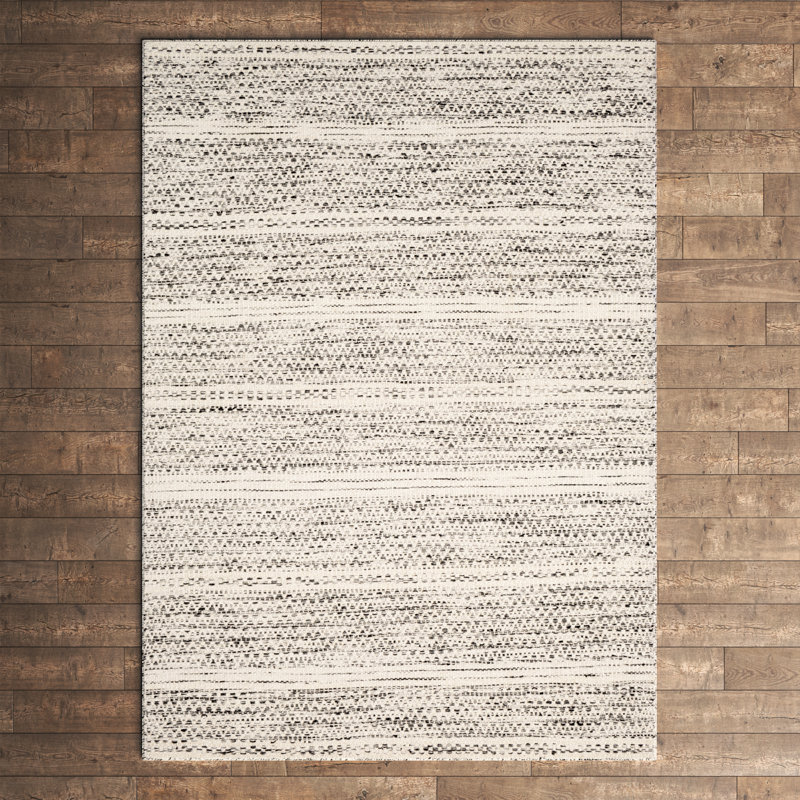 Sylvie Chevron Flatweave Wool Cream/Black Area Rug, Rectangle 10' x 14'