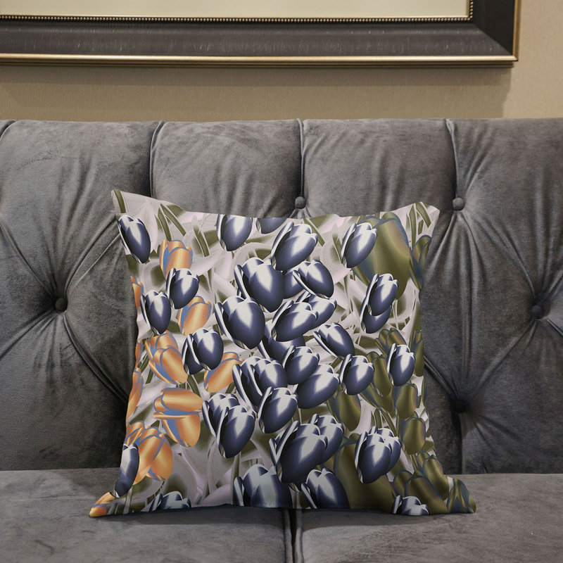 Tulip Bouquet Outdoor Pillow Floral Outdoor Reversible Throw Pillow, 20" x 20"