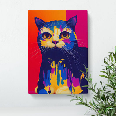 Cat Paint Drip Abstract No.2 - Wrapped Canvas