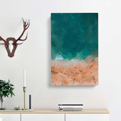 Ocean Meets The Sand In Abstract - Wrapped Canvas