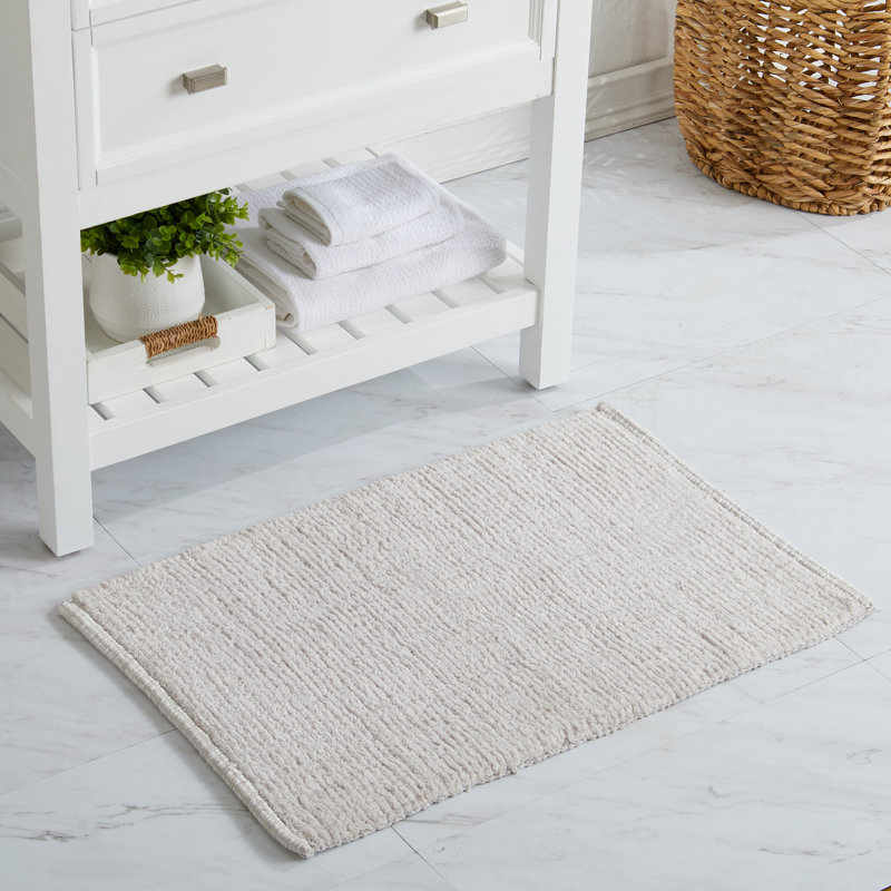 Cotton Blend Bath Rug, Gray