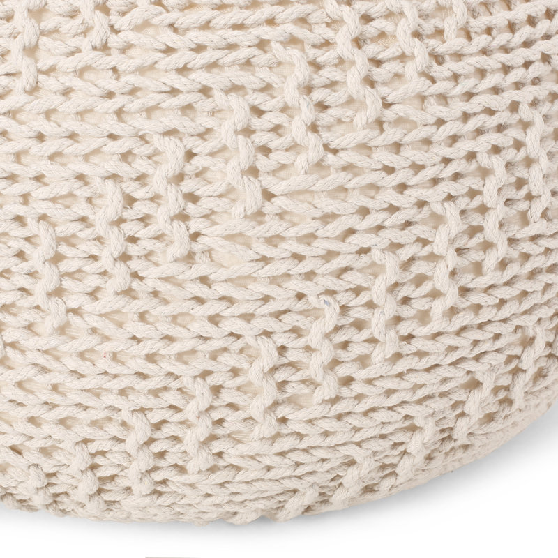 Pouf rond de 20 po de largeur, Ivoire