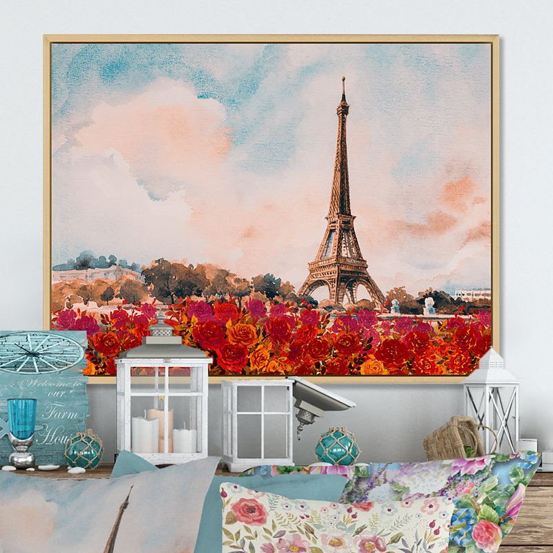 «Paris Eiffel Tower In Beau Fitul Summer VI», reproduction sur toile flottante, H 12 po x l 20 po x P 1 po