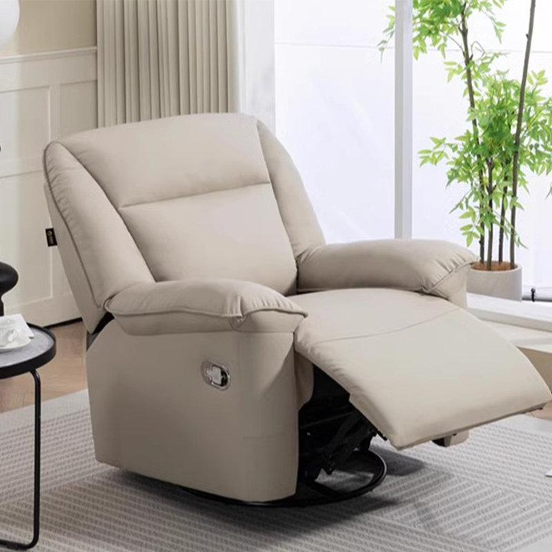 Ergonomic Faux Leather Leisure Single Recliner, Beige Grey