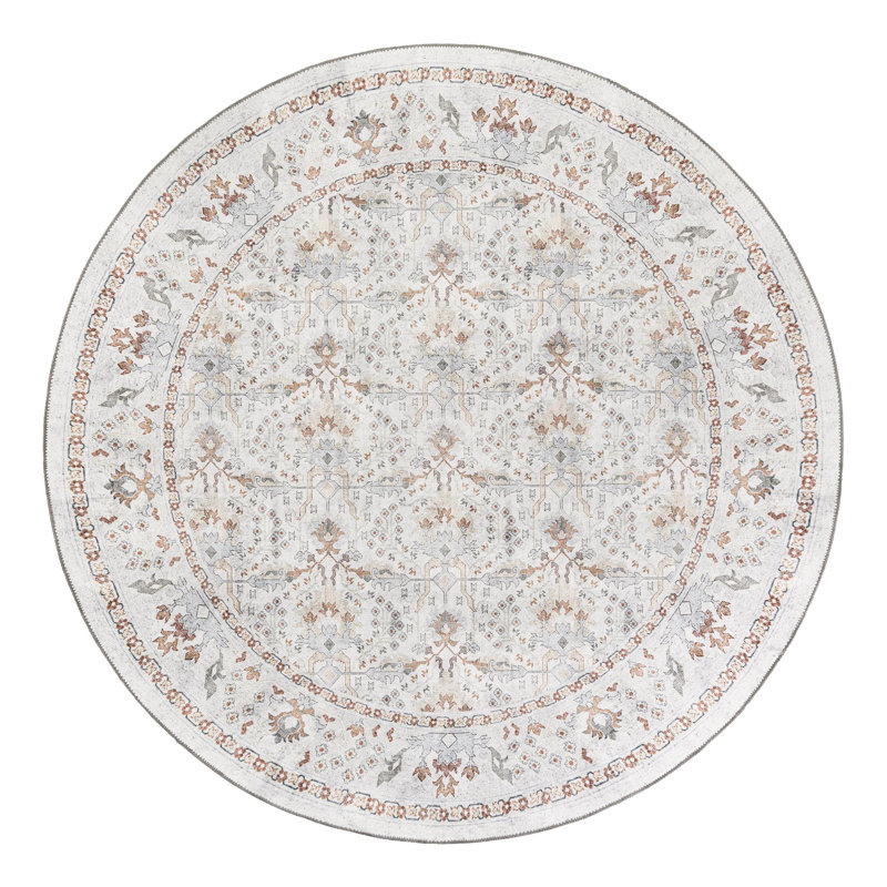 Lurene Performance Chenille Floral Indoor Rug, Round 7'10" x 7'10"