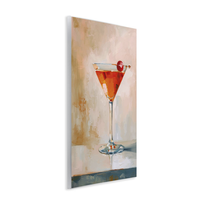  Art mural Manhattan avec cocktail cerise par LSR Design Studio, H 19 po x l 13 po