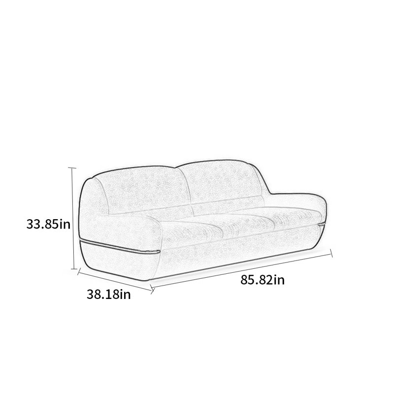 Canapé rétro en tissu de style wabi-sabi, H 33,85 po x l 85,82 po x P 38,18 po