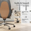Fauteuil de direction en cuir véritable, fauteuil de bureau pivotant ergonomique à dossier moyen, fauteuil de bureau à haut dossier avec base en alliage d'aluminium poli, hauteur réglable-358631647