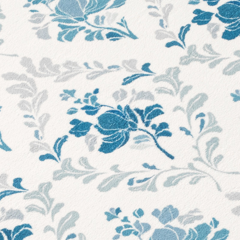 5' X 8' Non-Slip Indoor Area Rug with Floral Pattern Machine Washable,Blue, Rectangle 5' x 8', Blue