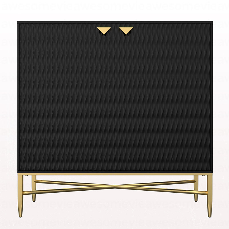 Letika 2 - Door Accent Cabinet Sideboard, Black