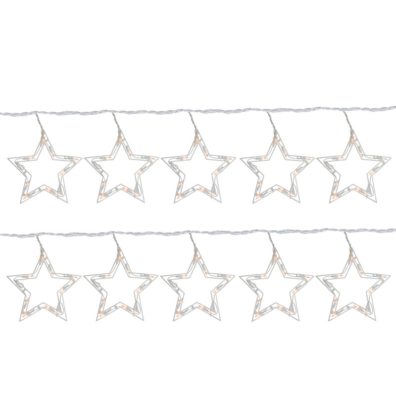 100 Clear Twinkling Star Icicle Christmas Lights - 10.1 ft White Wire