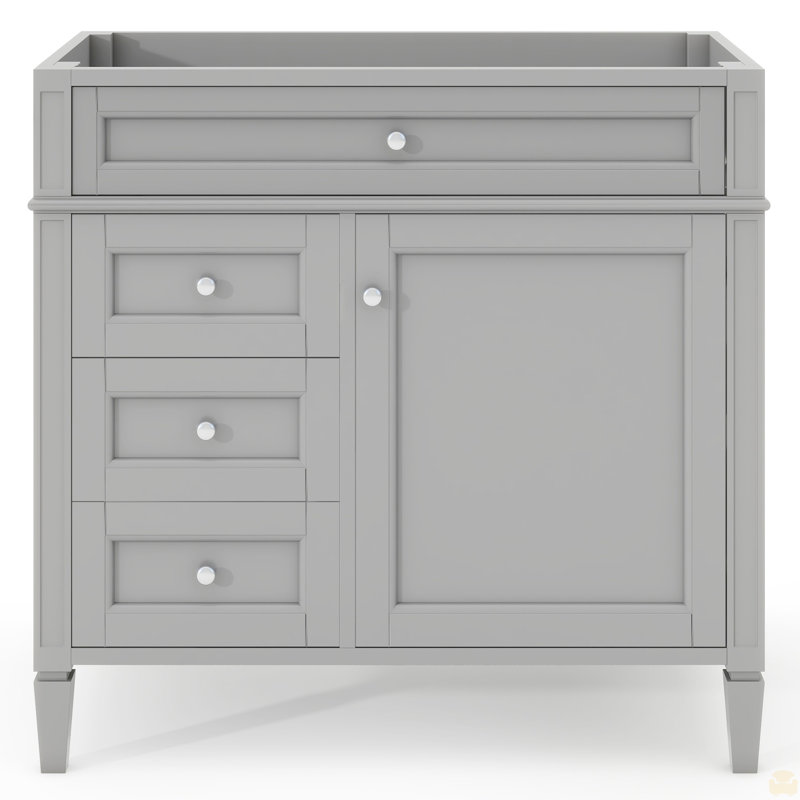 Meuble-lavabo de 36 po sans lavabo supérieur, armoire de rangement de salle de bain avec 2 tiroirs et un tiroir basculant (PAS D'ÉVIER DE BAC)