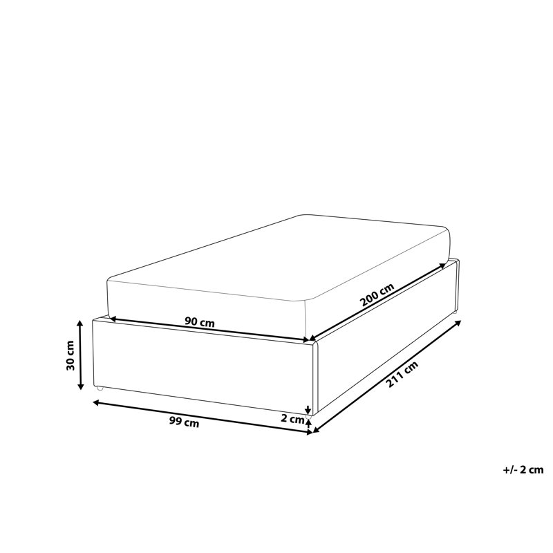 Amara Upholstered Ottoman Storage Bed, Beige, European Single (90 x 200 cm)