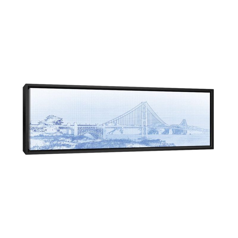 «Golden Gate Bridge, San Francisco, San Francisco County, California, USA», impression sur toile, Toile avec cadre noir