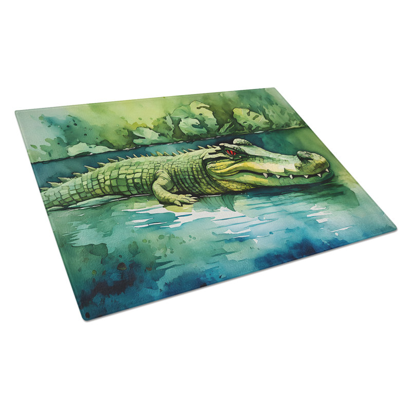 Grande planche à découper en verre crocodile