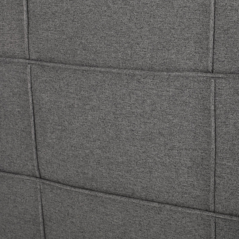 Très grande / très grande tête de lit: motif gaufré moderne, bords passepoilés, hauteur réglable de 48,5 à 53 po, partie de lit en tissu gris surpiqué, gris anthracite