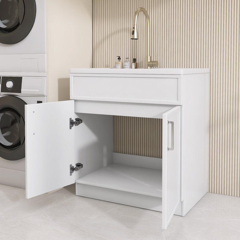 Armoire de meuble-lavabo autoportante moderne avec quincaillerie en nickel brossé 30 po x l 21 po x H 33 po