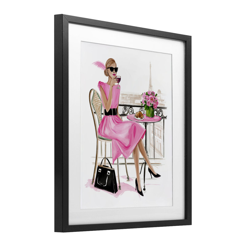 «Parisian Chic on Cafe balcon», reproduction sous verre encadrée, design par Jess Stempel, H 21 po x l 17 po