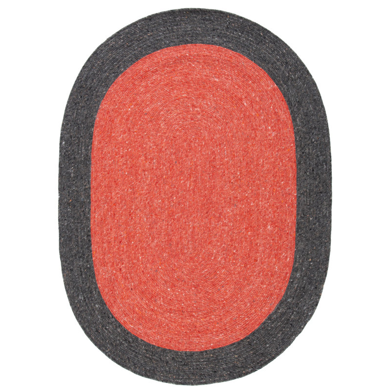 Tapis en laine / coton tissé à la main rouge Nunley, Ovale 4 pi x 6 pi