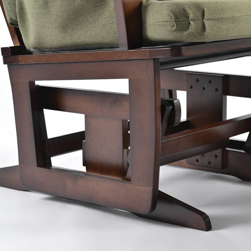 Fauteuil oscillant et repose-pieds Joy, Bois espresso, Vert