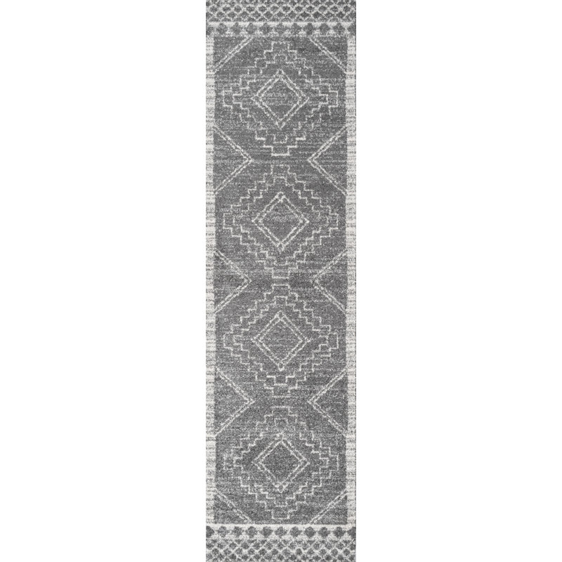 Amir Moroccan Beni Souk Gray/Cream Rug, Runner 2'3" x 8'