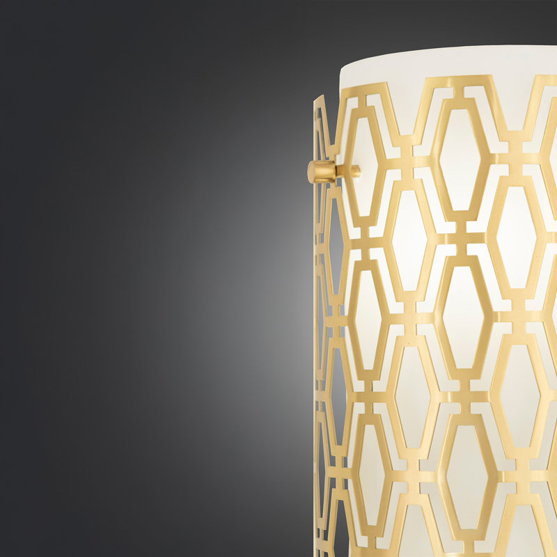 Marcel Wall Sconce - Geometric Framing - Modern Brass, Frost Cas White, Brass