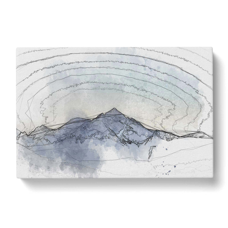 Moody Winter Mountain in Austria in Abstract - Wrapped Canvas Drawing Print, 40cm H x 60cm W x 3cm D