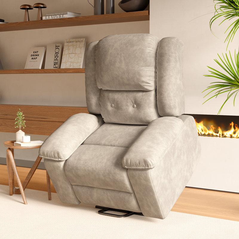 Analiesa Electric Massage Chair With Heating, Light Beige Suede 