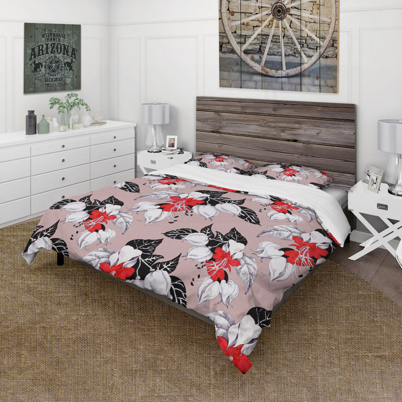 Ensemble de housse de couette en microfibre Pollydore, Rose, Housse de couette simple + 1 taie décorative stan