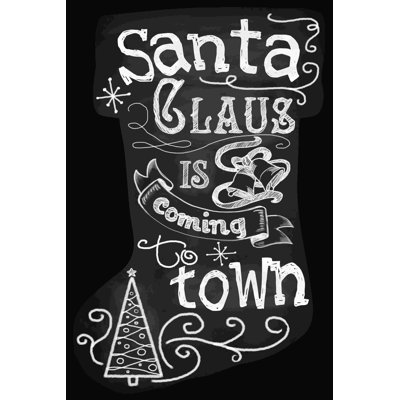Santa Chalk Stocking - Wrapped Canvas Textual Art -  The Holiday Aisle®, 6A569BB651854D15A9A1BCBC5EEC5DCA