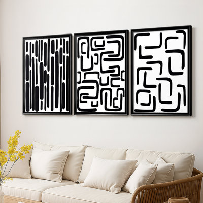 Shuffle I -Custom Framed Wrapped Gallery Canvas - 3 Pieces