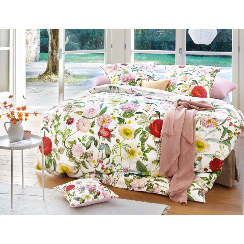 Pink/Green Cotton Reversible Modern Contemporary Duvet Cover Set, 155 x 220cm Duvet Cover + 1 Pillowcase (80 x 80)