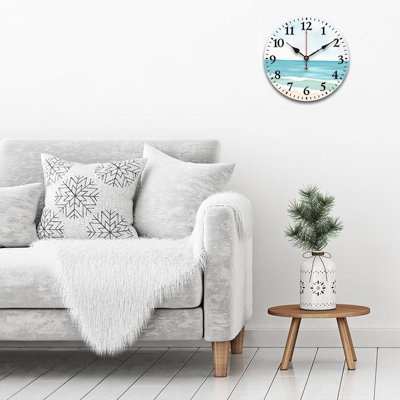 Horloge murale 12 po x 12 po Watercolor Beach