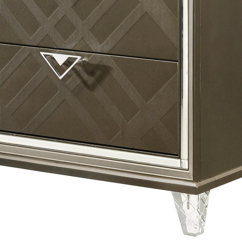 Dark Champagne Finish Nightstand With Timeless Design Contemporary Functional Storage