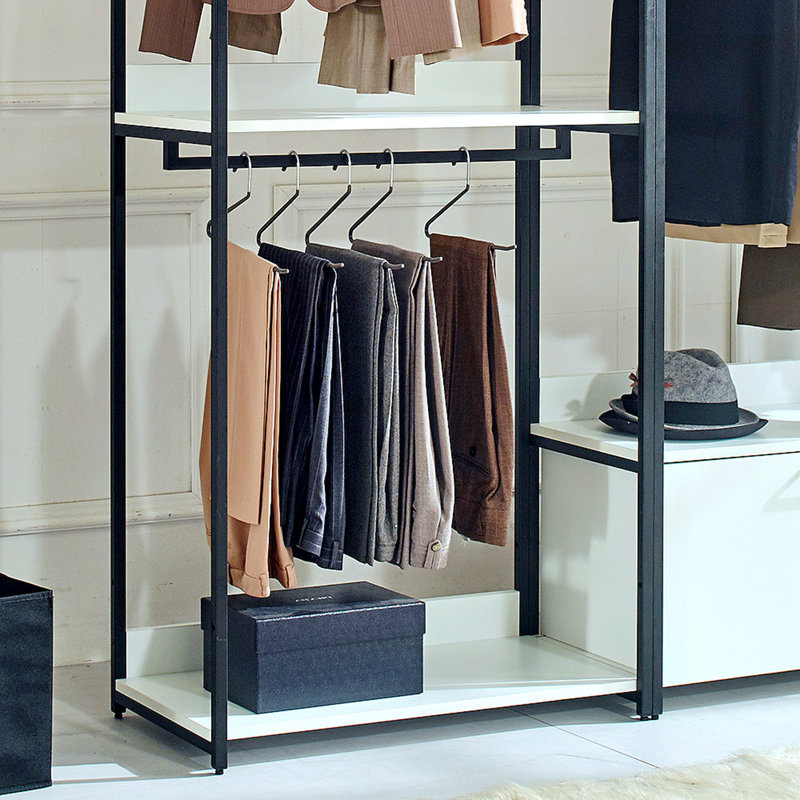 Versatile Freestanding Wood Closet System With Sturdy Metal Frame
