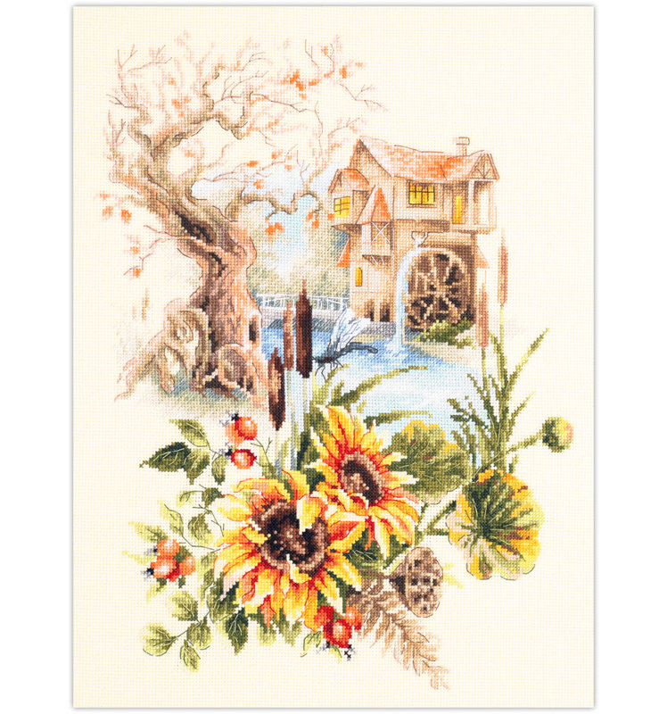 Kit de point de croix compté « Vieux moulin à eau » de Magic Needle 210-208