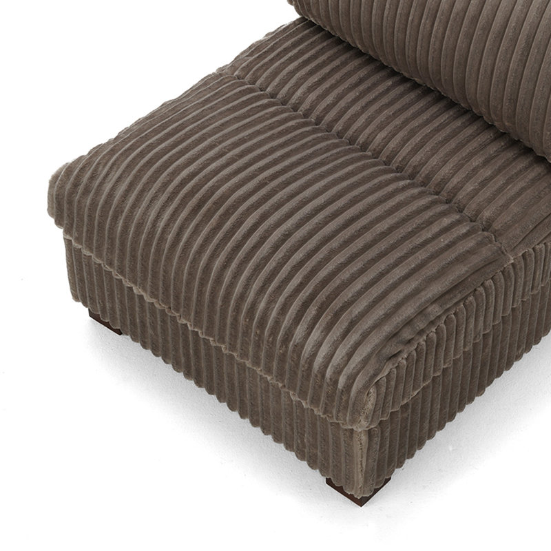 Upholstered Faux Rabbit Fur Flannel Armless Chair with Pillow Back, Single Chair Module Part For Sectional Sofa, Light Brown