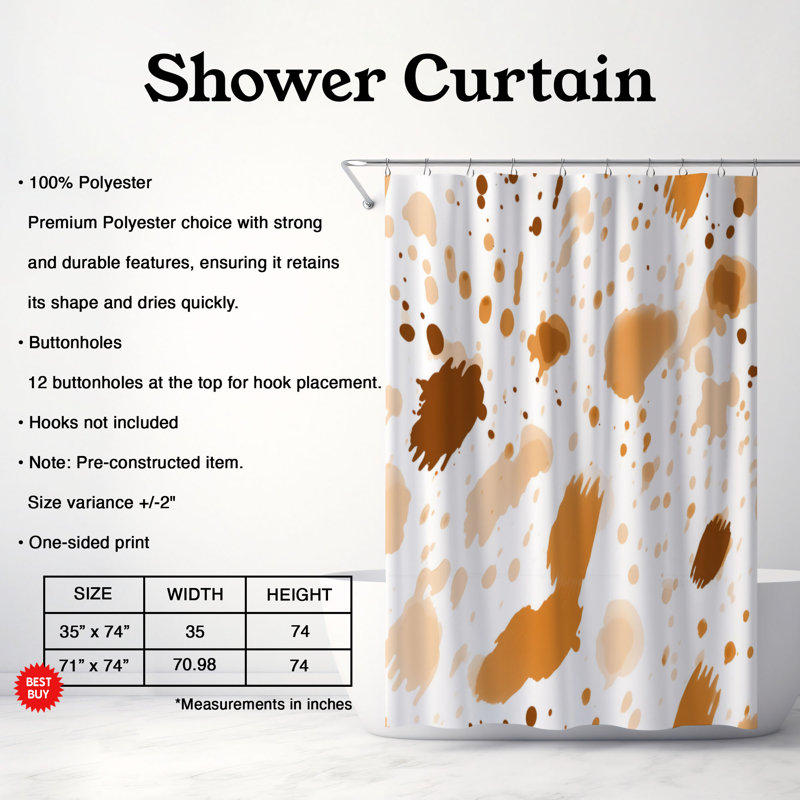 Earthy Stains - Rideau de douche Premium, H 74 po x l 71 po