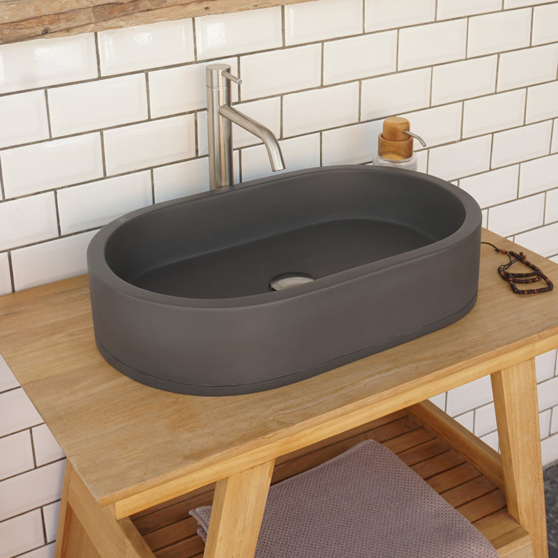 Barclay Uri 22.75'' Concrete Oval Bathroom Sink, Dark Gray