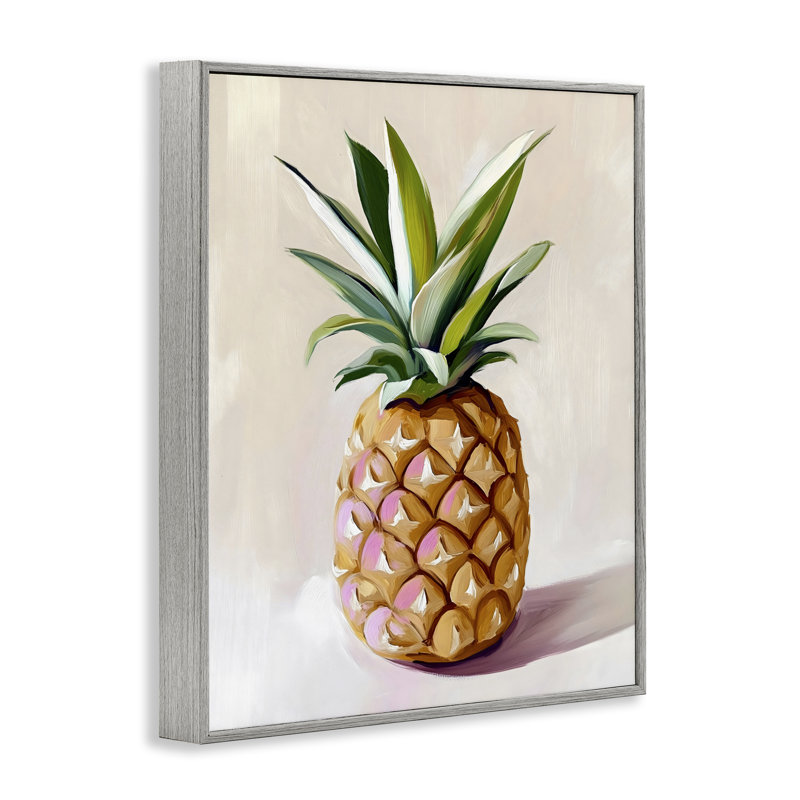 Giclée encadrée de fruits tropicaux pastel ananas, design par The Prints Vibe, 14 x 11, Farmhouse Grey Giclee Framed