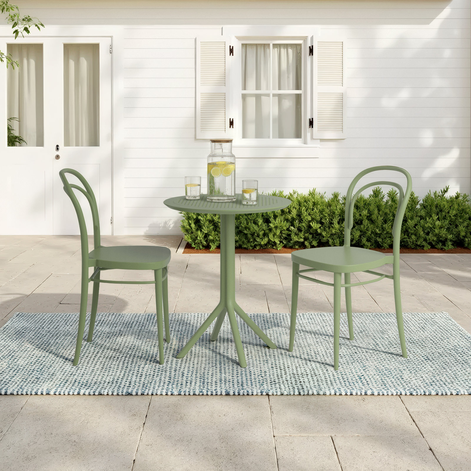 Farrah 24" Patio Bistro Set, Olive Green