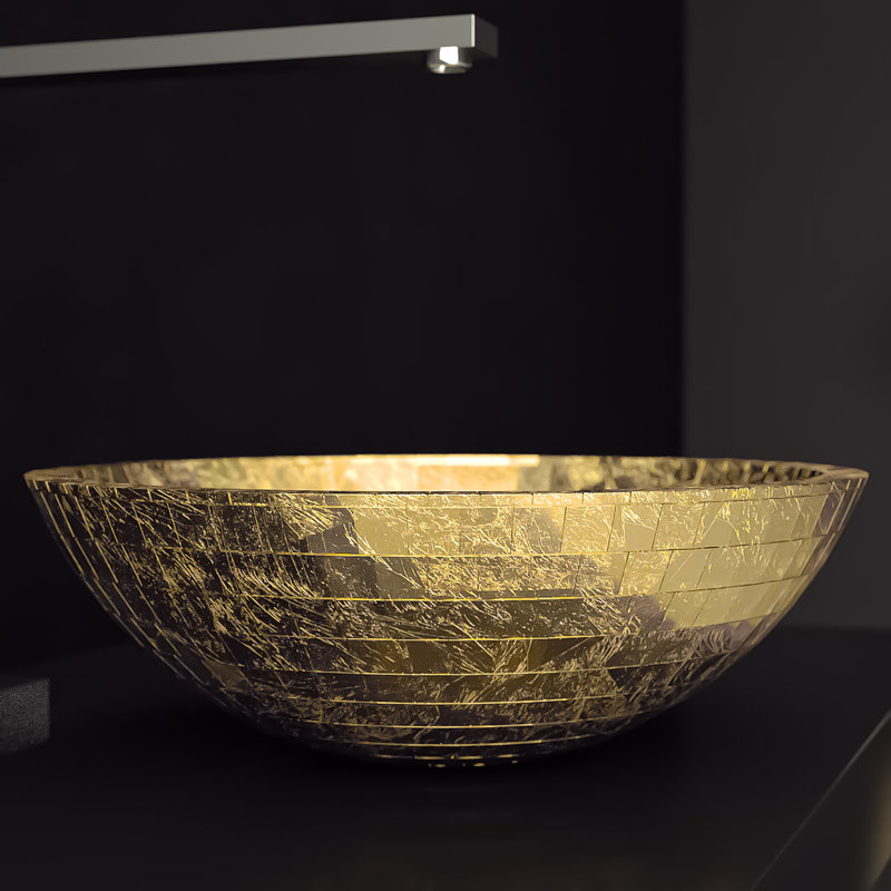 Maestro Bath 16.6'' Polymer Circular Bathroom Sink, Gold