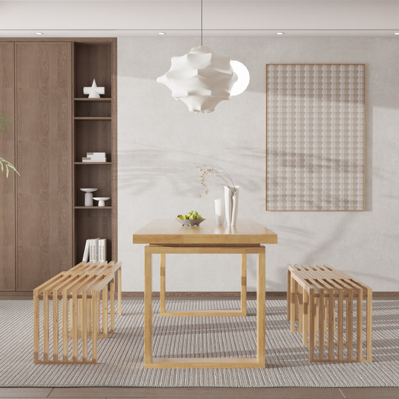 Banc de salle à manger extensible, Naturel, H 17,7 po x l 63 po x P 13,78 po