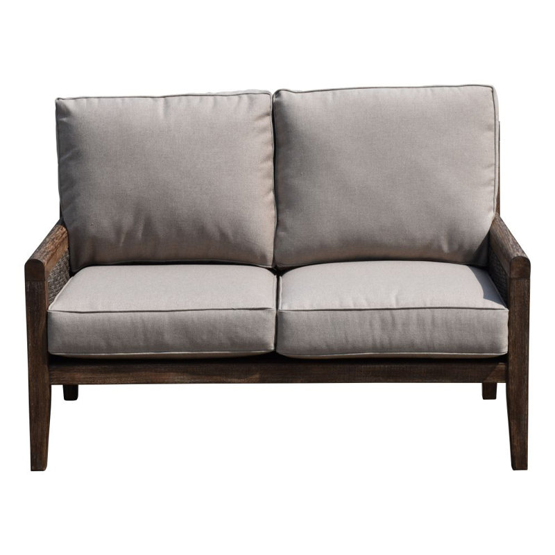 Nataly 52.36'' Wide Teak Loveseat with Sunbrella® Cushions