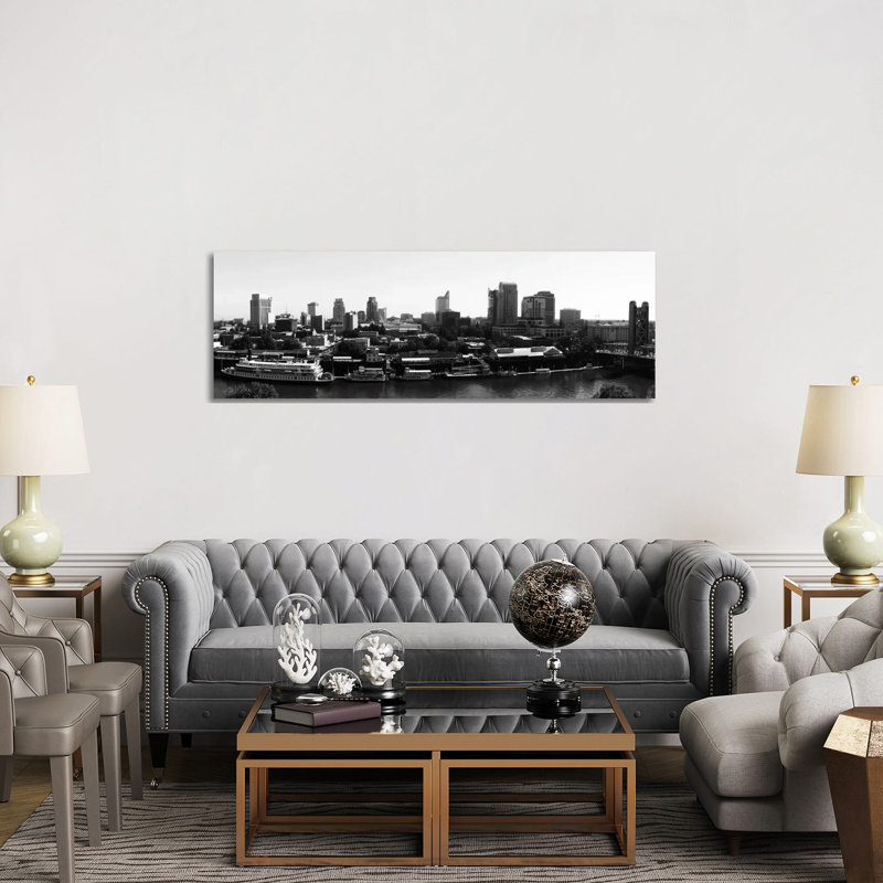 Sacramento Skyline Cityscape 1 Piece Wrapped Canvas Panoramic Wall Art, 152.4 cm H x 50.8 cm W x 3.175 cm D
