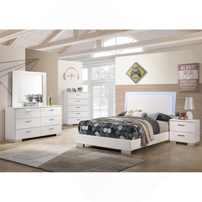 White High Gloss 5-piece Full Bedroom Set