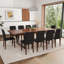 Ensemble de table de salle à manger en bois 87 po avec chaise rembourrée en cuir PU-116180957-123058298-115950757