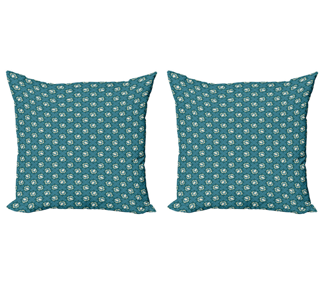 Kissen Kissenbezug, Nostalgic Dotted Floral, Petrol Blau Creme