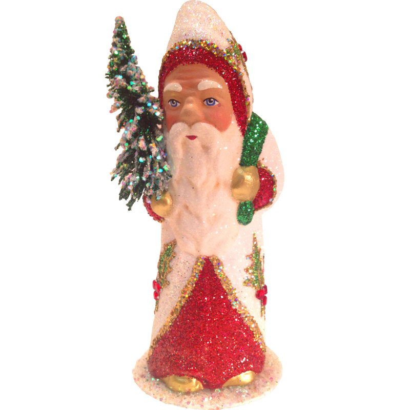 Schaller papier mache contenant de père noël blanc/rouge avec arbre